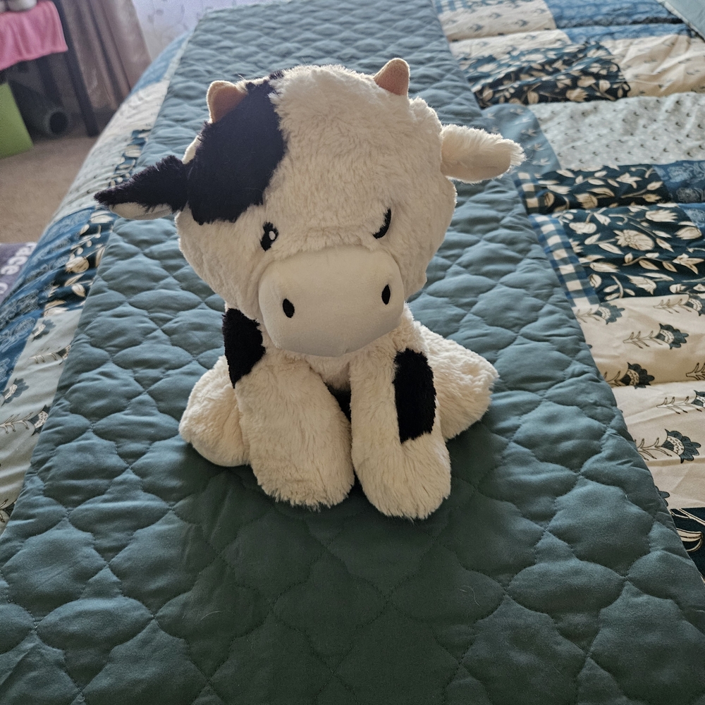 Plush Cow Dog Toy - Black and White